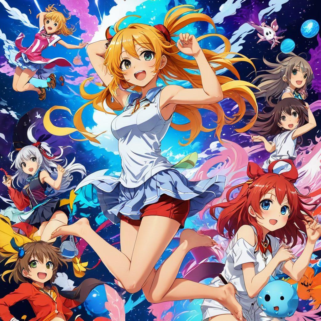 A vibrant collage featuring popular hentai anime characters in various playful poses, surrounded by iconic settings from adult-themed games and manga. Include visually striking elements like colorful character designs, playful expressions, and dynamic backgrounds that evoke excitement. The layout should be enticing and lively, drawing in viewers with its dynamic composition. Emphasize creativity, fun, and an adventurous spirit. digital art. vibrant colors. fantasy style.