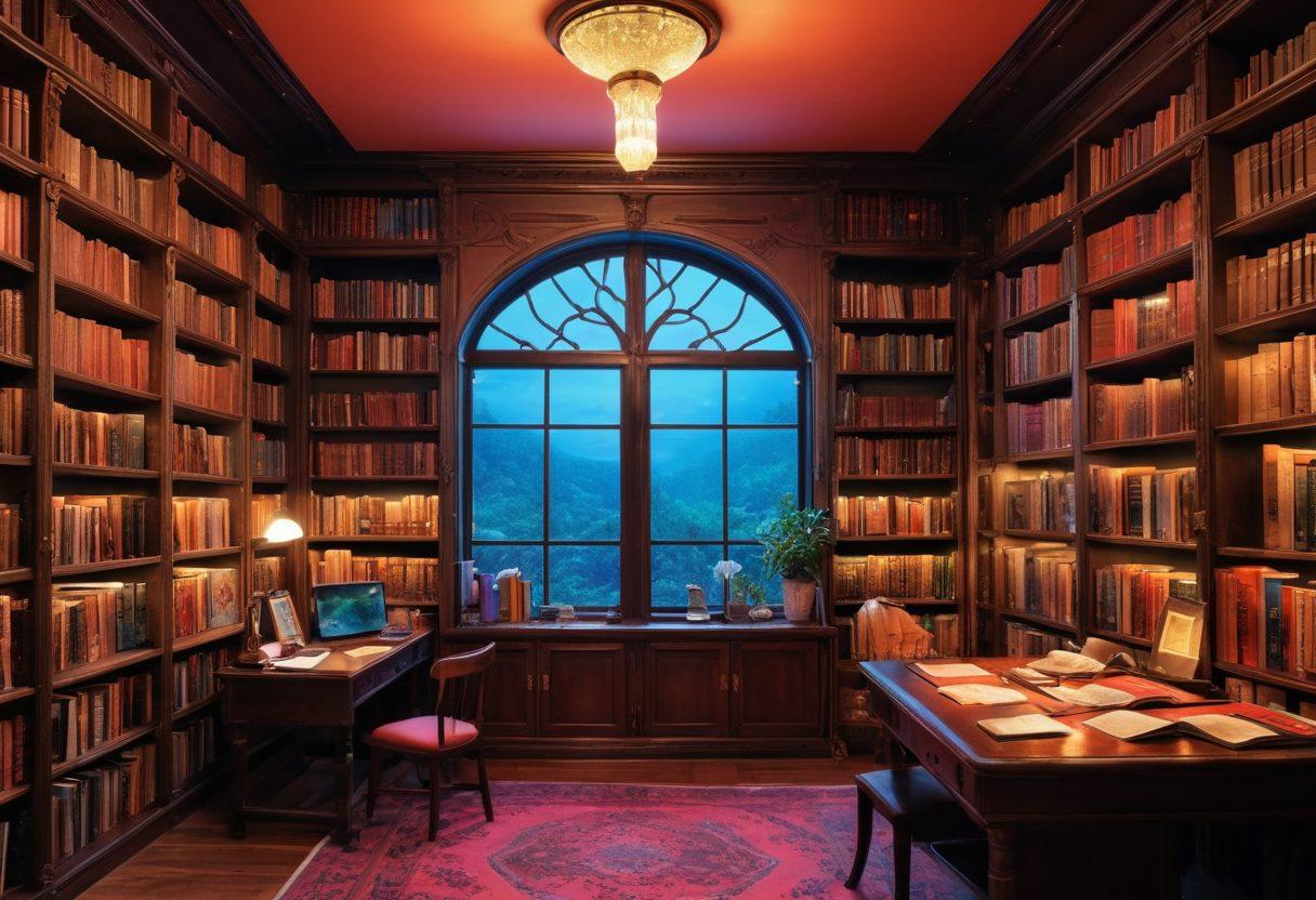 A richly detailed scene featuring a mystical library filled with vibrant and artistic representations of various hentai artworks, illuminated by soft, enchanting light. Include shelves overflowing with colorful manga and art books, with whimsical characters peeking from the pages. In the foreground, a curious adult reader explores the treasures within, embodying a sense of wonder and discovery. The atmosphere should evoke a blend of fantasy and allure, inviting viewers into a world of artistic fetish exploration. super-realistic. vibrant colors. enchanting lighting.